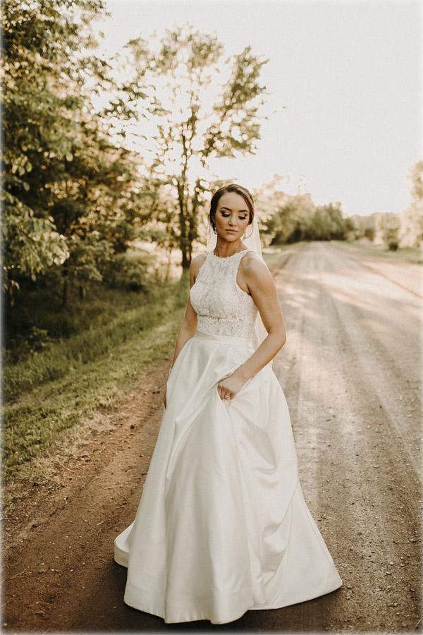 Illusion And Lace Halter Neck A-line Wedding Dress With Sweep Train WD540 - Pgmdress