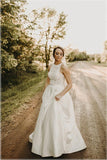 Illusion And Lace Halter Neck A-line Wedding Dress With Sweep Train WD540 - Pgmdress