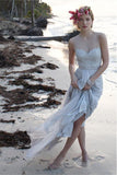Illusionsausschnitt, transparenter Rücken, Strand-Brautkleid aus Chiffon mit Spitze WD055