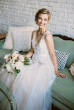Lace Applique Ivory Wedding Dresses V Neck Beach Wedding Dress WD292 - Pgmdress