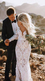 Lace Rustic Wedding Dresses Long Sleeve Mermaid Wedding Dress WD284 - Pgmdress