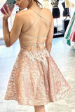 Lace Short Prom Dress Homecoming Dress with Criss Cross Back PD422 - Pgmdress