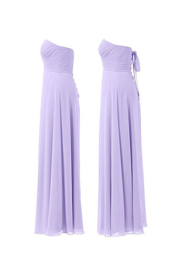 Lilac Chiffon Bridesmaid Dress Floor Length Prom Evening Gown BD005 - Pgmdress