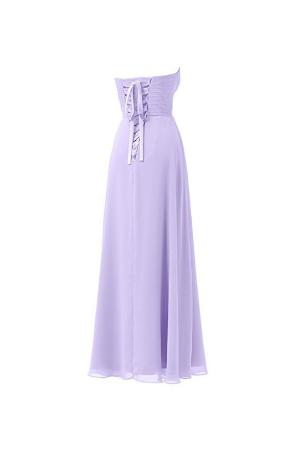 Lilac Chiffon Bridesmaid Dress Floor Length Prom Evening Gown BD005 - Pgmdress