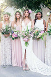 Mermaid Deep V-Neck Court Train Split White Lace Wedding Dress WD146 - Pgmdress