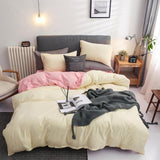 Nordic Double Color Bedding Set Single Queen King Duver Cover Set Bed Sheet Bed Linen Pillowcase Gray Pink Quilt Covers - Pgmdress