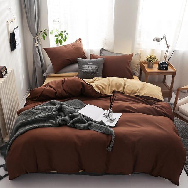 Nordic Double Color Bedding Set Single Queen King Duver Cover Set Bed Sheet Bed Linen Pillowcase Gray Pink Quilt Covers - Pgmdress