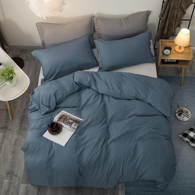 Nordic Duvet Cover White Pink Solid Color Tassel Bedding Set Simple Quilt Cover Single Double Queen King No Bed Sheet Bed Linen