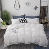 Housse de couette nordique blanc rose couleur unie gland ensemble de literie Simple housse de couette simple Double reine roi pas de drap de lit linge de lit
