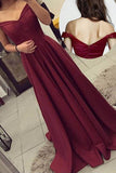 Robe de bal longue bordeaux à épaules dénudées, robe de soirée PG568