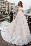 Off Shoulder Neckline A-line Wedding Dress With Lace Appliques WD232