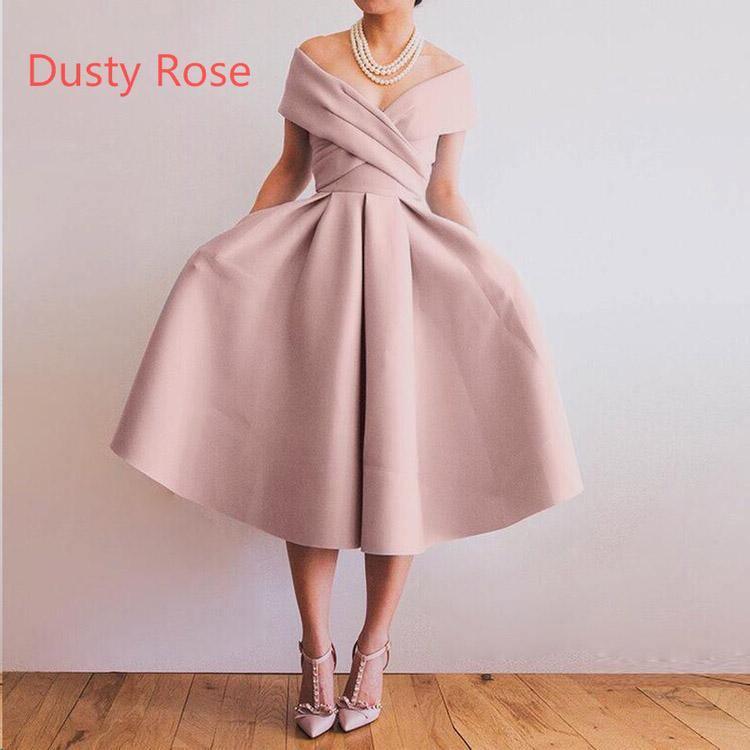 Off the Shoulder Short Dusty Blue Party/Homecoming Dresses US2 / Dusty rose Off the Shoulder Short Dusty Blue Party/Homecoming Dresses US2 / Dusty rose