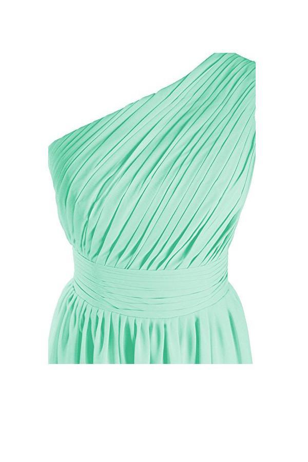 One Shoulder Bridesmaid Dresses Chiffon Prom Evening Dress BD008 - Pgmdress