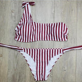 One Shoulder Bikini Swimwear Women Bikini Set Bathing Suit swim - Pgmdress