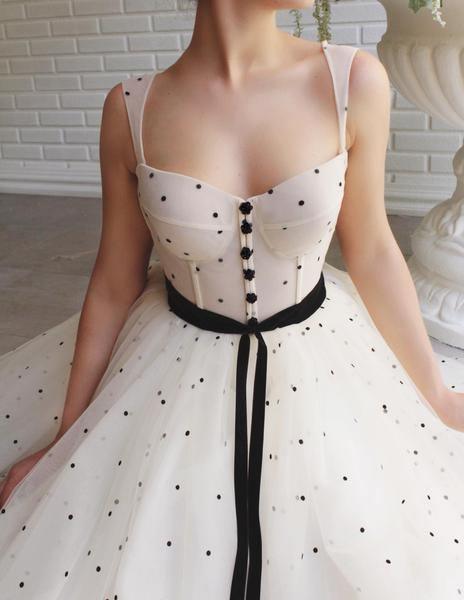 Princess White Tulle A-line Sweetheart Prom Dress With Sash PSK086 - Pgmdress