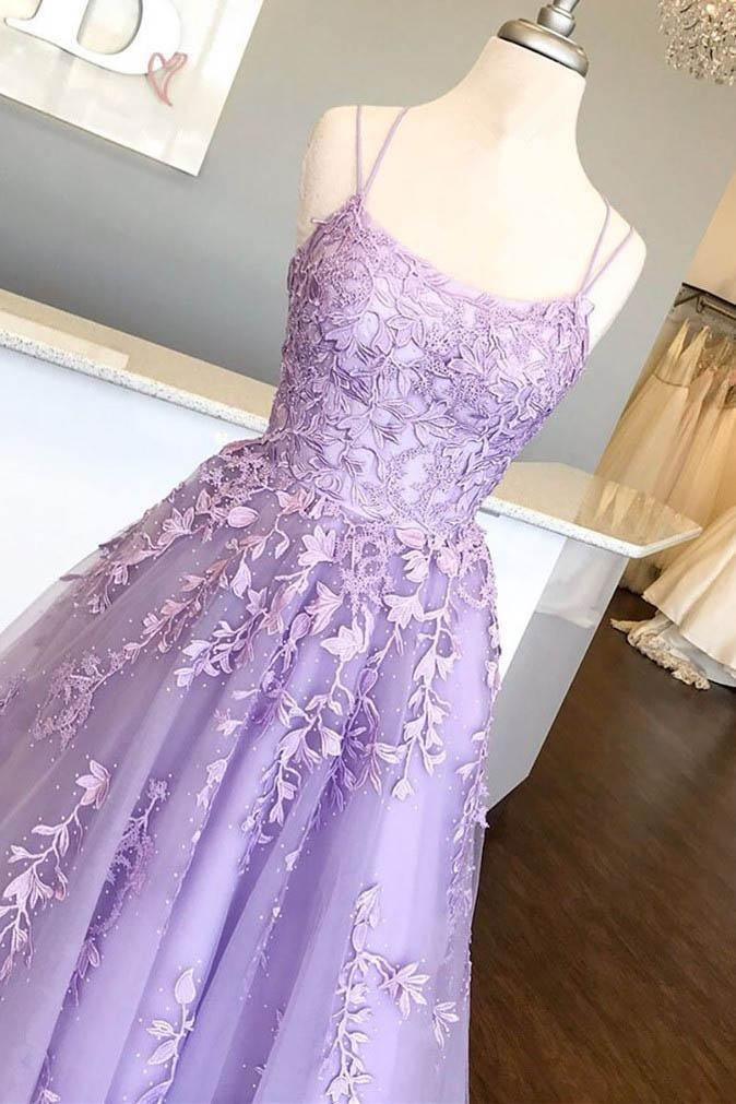 Spaghetti Straps Tulle Lace Appliques Red Long Prom Dress PSK048 – Pgmdress