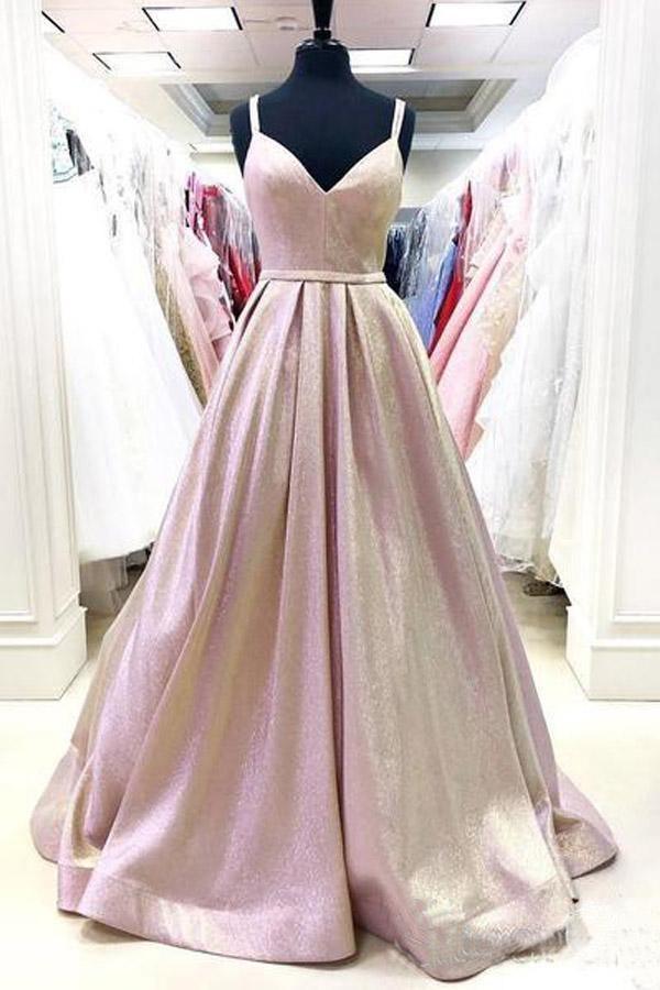 Romantic Sky Blue Ball Gown Prom Gown Sparkly V Neck Party Dress US10 / Champagne