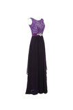 Round Neck Lace Sleeveless Long Prom Evening Dresses Bridesmaid Dress BD010 - Pgmdress