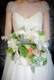 Scoop Cap Sleeves Sweep Train Beading Pleated Wedding Dress with Beading WD106 - Pgmdress