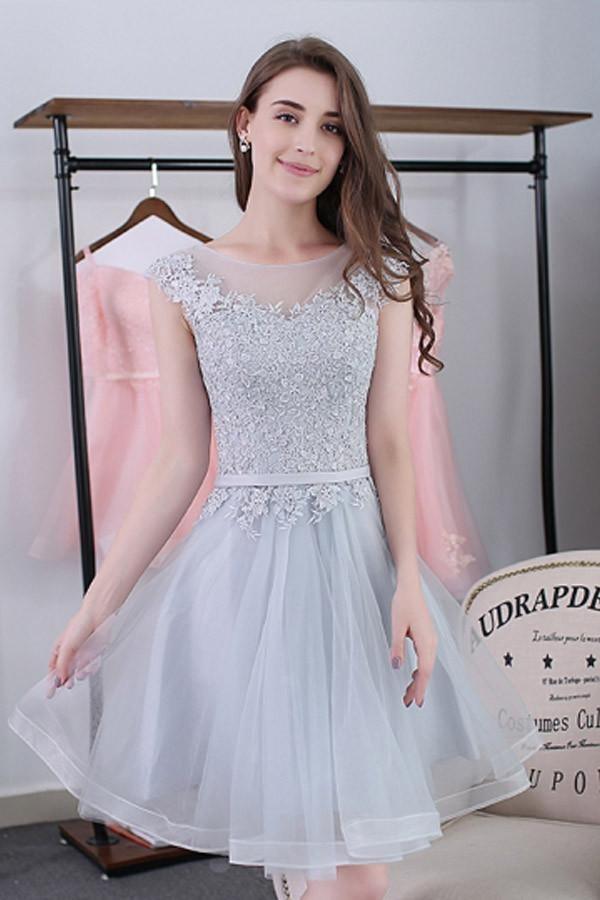 Scoop Sashes Appliques Mini Homecoming Dress Short Prom Dresses PG119 - Pgmdress
