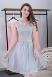 Scoop Sashes Appliques Mini Homecoming Dress Short Prom Dresses PG119 - Pgmdress