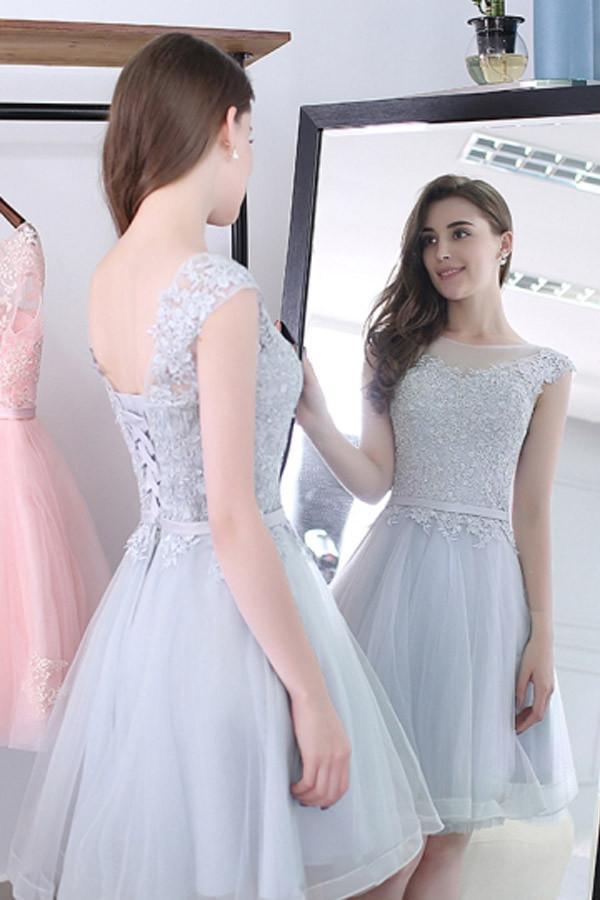 Scoop Sashes Appliques Mini Homecoming Dress Short Prom Dresses PG119 - Pgmdress