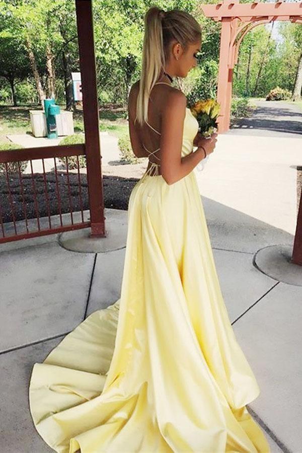 Scoop Split Side Royal Blue Criss-Cross Satin Prom Dress PG500 Pgmdress Scoop Split Side Royal Blue Criss-Cross Satin Prom Dress PG500 Pgmdress
