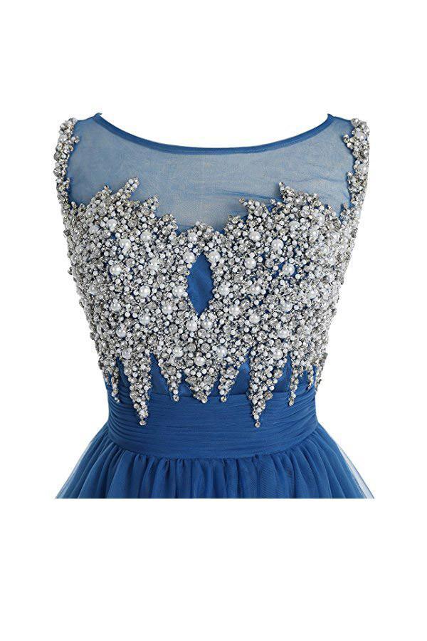 Scoop Tulle Homecoming Dresses Short Prom Dresses With Beading PG087 - Pgmdress