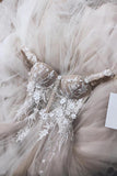 See-Through Off Shoulder Ivory Long Wedding Dress with Appliques WD363 - Pgmdress