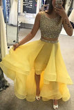 Sexy A-Line Light Blue Two Piece High Low Beading Prom Formal Dress PM221 - Pgmdress