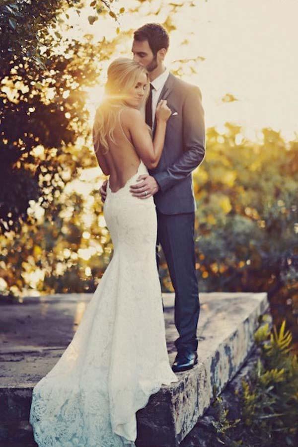 Sexy Backless Mermaid Lace Beach Wedding Dress WD211 US16 / Custom Color Sexy Backless Mermaid Lace Beach Wedding Dress WD211 US16 / Custom Color