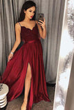 Sexy Dark Green V-Neck Lace Bodice Prom/Evening Dress Slit Side PG548 - Pgmdress