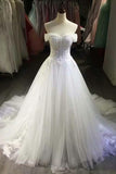 Sexy Off Shoulder White Tulle  Wedding Dress With Applique  WD203