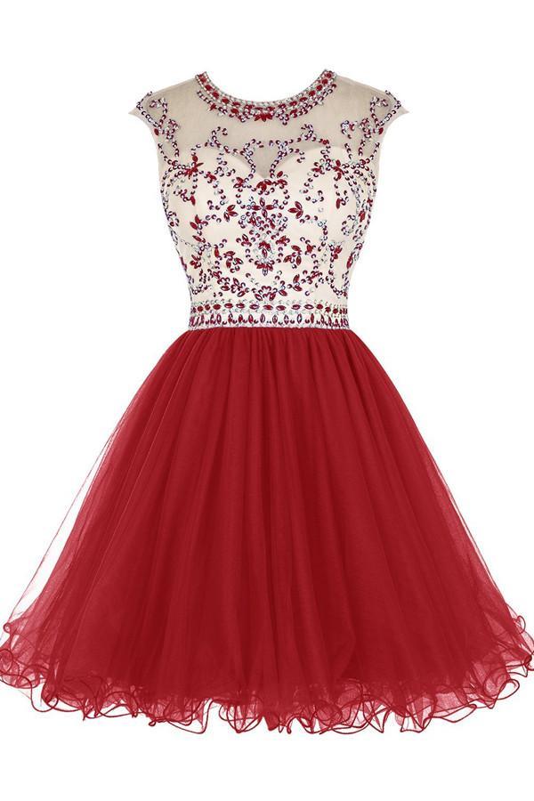 Short Beading Tulle Homecoming Dresses Prom Dresses PG017 - Pgmdress