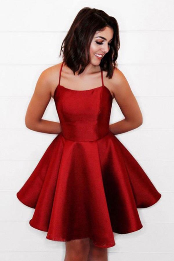 Simple A Line Cross Back Yellow Homecoming Dress with Pockets PD280 US0 / Burgundy Simple A Line Cross Back Yellow Homecoming Dress with Pockets PD280 US0 / Burgundy