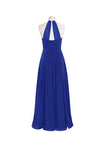 Simple A-line O-back Long Chiffon Halter Bridesmaid Dresses BD018 - Pgmdress