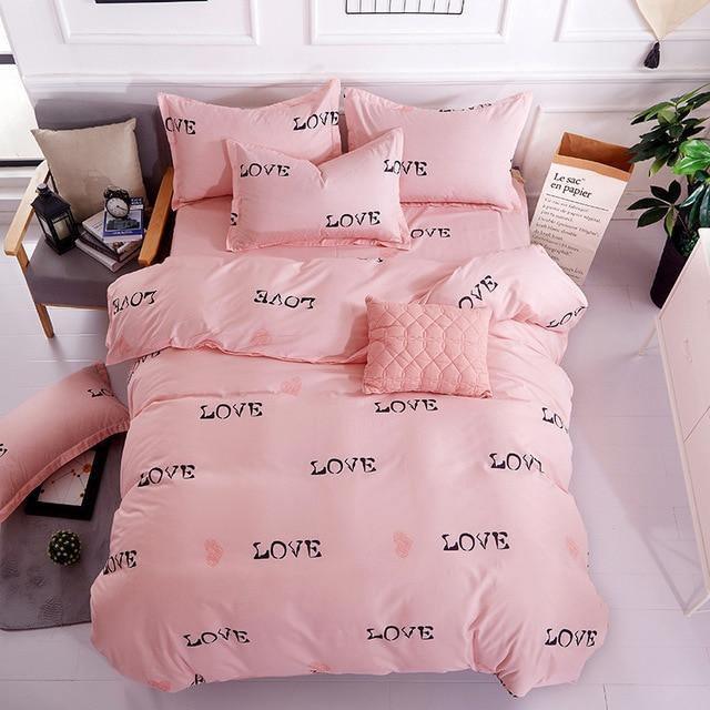 Simple Duvet Cover Set Nordic Bedding Set Heart Plaid Quilt Cover Bed Sheet King Size Single Double Queen Bed Linens - Pgmdress