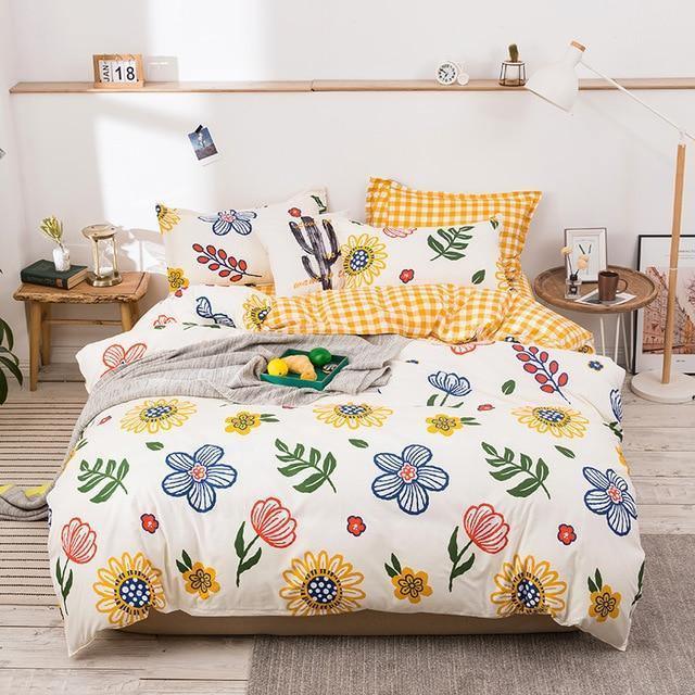 Simple Duvet Cover Set Nordic Bedding Set Heart Plaid Quilt Cover Bed Sheet King Size Single Double Queen Bed Linens - Pgmdress