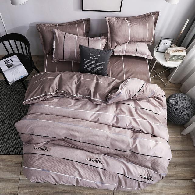 Simple Duvet Cover Sets King Size Bedding Set Unicorn Plaid Quilt Cover Bed Sheet Single Double Queen Nordic Bed Linens - Pgmdress