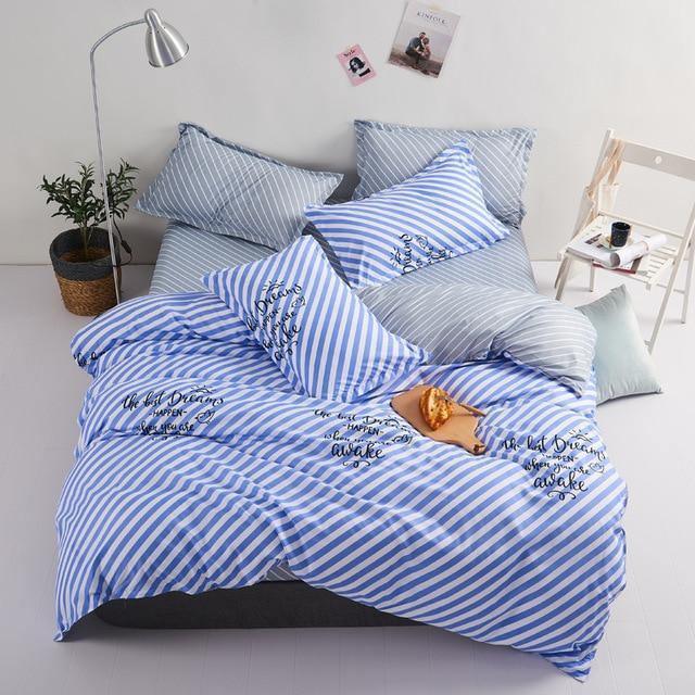 Simple Duvet Cover Sets King Size Bedding Set Unicorn Plaid Quilt Cover Bed Sheet Single Double Queen Nordic Bed Linens - Pgmdress