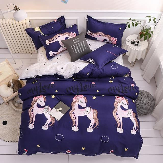 Simple Duvet Cover Sets King Size Bedding Set Unicorn Plaid Quilt Cover Bed Sheet Single Double Queen Nordic Bed Linens - Pgmdress