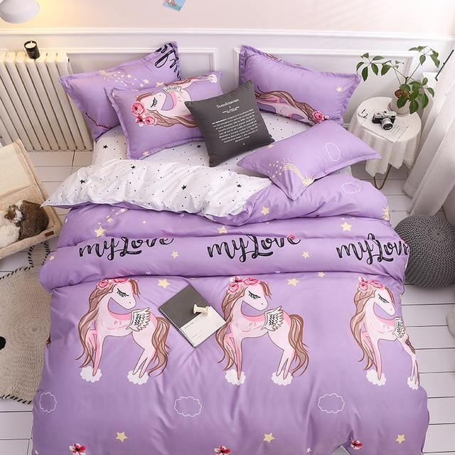 Simple Duvet Cover Sets King Size Bedding Set Unicorn Plaid Quilt Cover Bed Sheet Single Double Queen Nordic Bed Linens - Pgmdress
