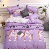 Simple Duvet Cover Sets King Size Bedding Set Unicorn Plaid Quilt Cover Bed Sheet Single Double Queen Nordic Bed Linens - Pgmdress