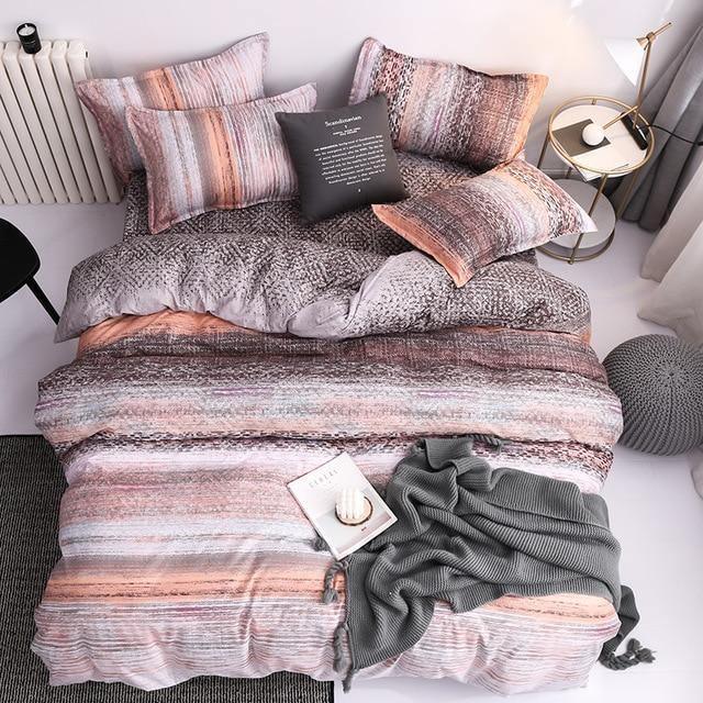 Simple Duvet Cover Sets King Size Bedding Set Unicorn Plaid Quilt Cover Bed Sheet Single Double Queen Nordic Bed Linens - Pgmdress
