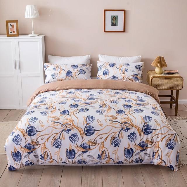 Simple Geometric Floral Duvet Cover Sets Bedding Set Single Double Queen Quilt Covers Nordic Bed Cover 150 No Bed Sheet - Pgmdress