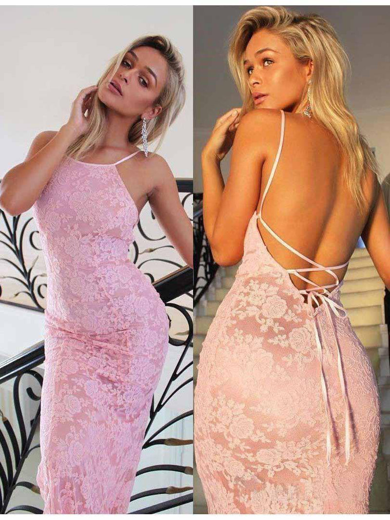 Simple Lace Mermaid Floor-Length Evening Dresses Prom Dresses PG534 - Pgmdress