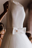 Simple Modest Ivory Tulle Wedding Gowns Backless Wedding Dress  WD313 - Pgmdress