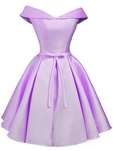 Off the Shoulder Blush Homecoming Dresses Satin Graduation Dress US10 / Lilac Off the Shoulder Blush Homecoming Dresses Satin Graduation Dress US10 / Lilac