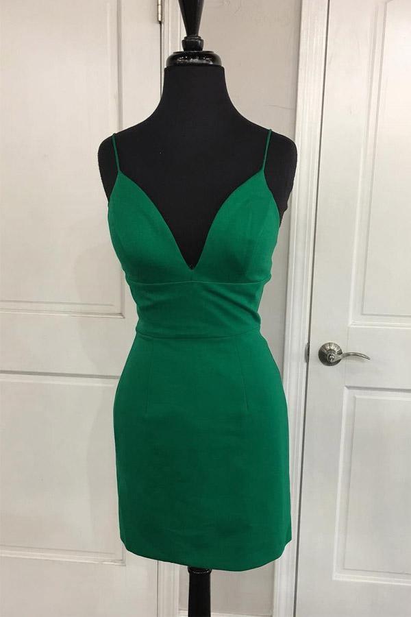 Simple Sheath V Neck Straps Red Mini Party Dress Homecoming Dress PD398 - Pgmdress