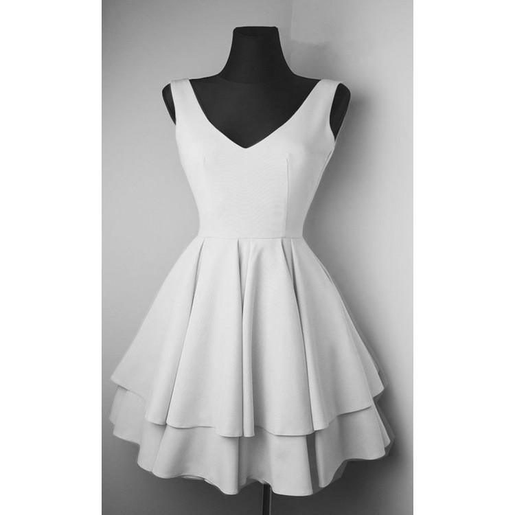 Simple V Neck Satin Pretty Homecoming Dresses Short Prom Dresses US4 / Gray Simple V Neck Satin Pretty Homecoming Dresses Short Prom Dresses US4 / Gray